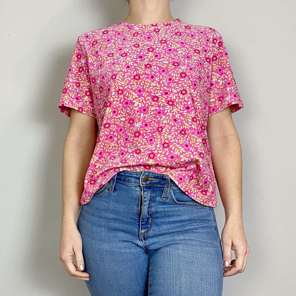 Hanna Andersson Floral Pink Velour Tee